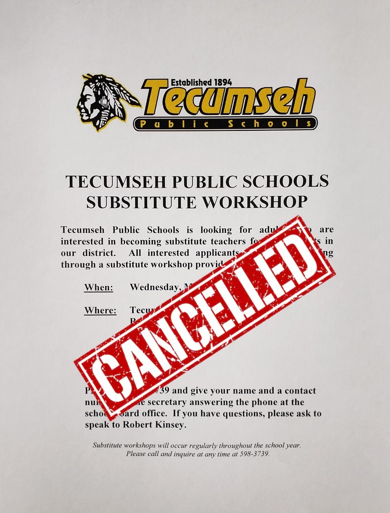 Substitute Workshop Cancelled